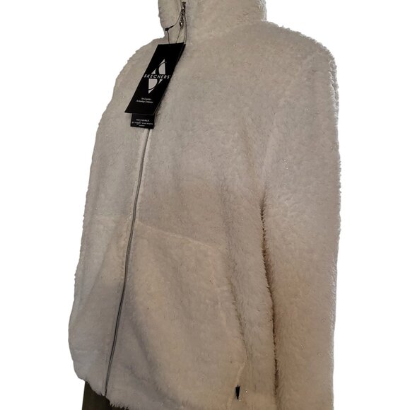 SKECHERS Go Snuggle shine sherpa jacket Color white cream size XL women - Picture 3 of 4